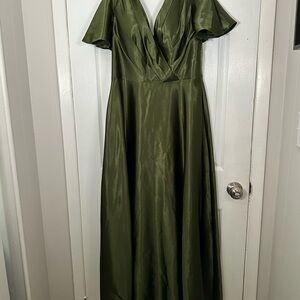 Sophisticated Green Satin Wedding Dress